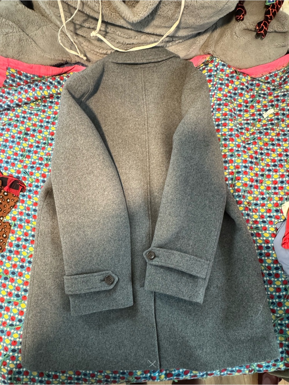 Women’s Gray Wool Blend Driving Coat - Picture 12 of 13
